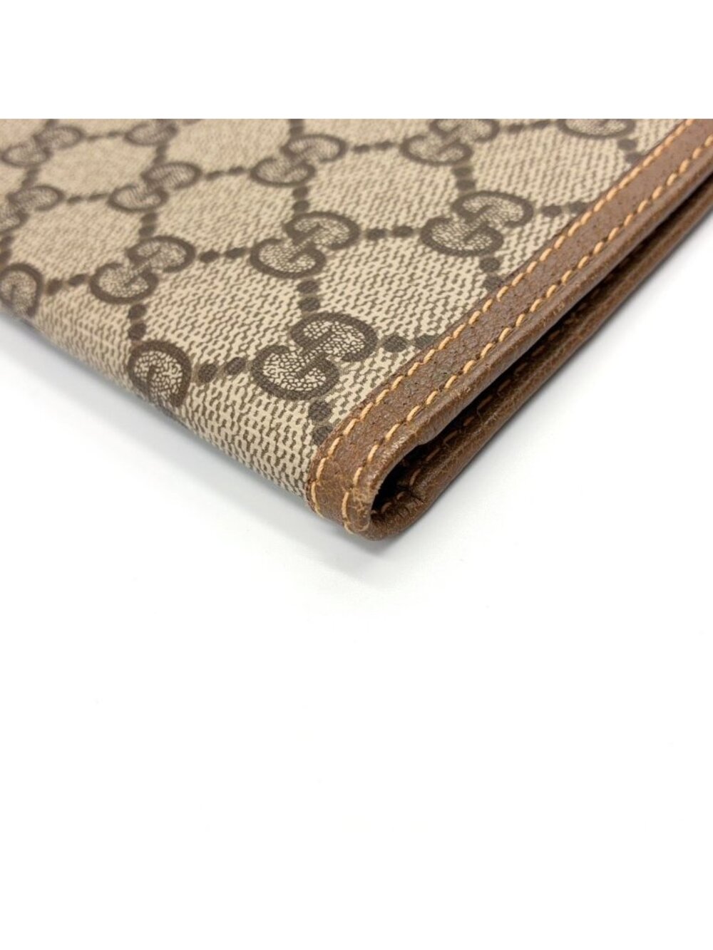 Gucci GG Canvas Leather Brown Beige Wallet Gold 034 - Picture 7 of 10